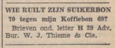 Wie ruilt zijn suikerbon