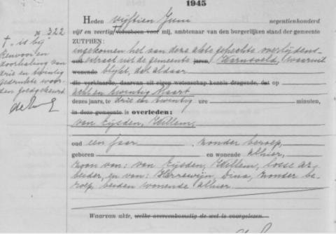 Uittreksel uit het overlijdensregister der Gemeente Warnsveld