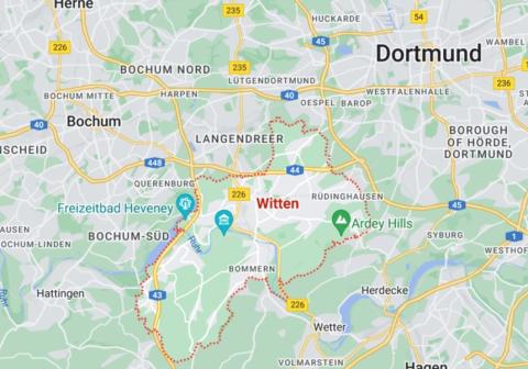 Het dorp Witten an der Ruhr waar hij overleed