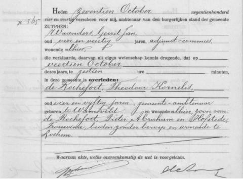 Uittreksel uit het overlijdensregister der Gemeente Zutphen