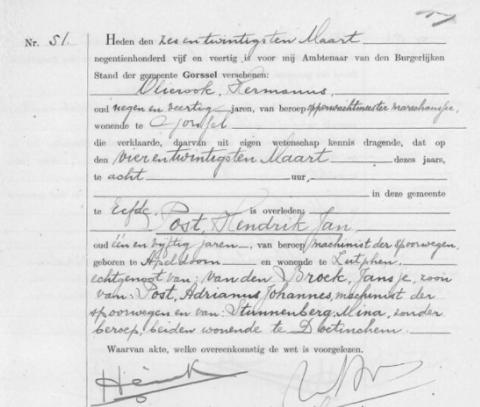 Uittreksel uit het overlijdensregister der Gemeente Gorssel